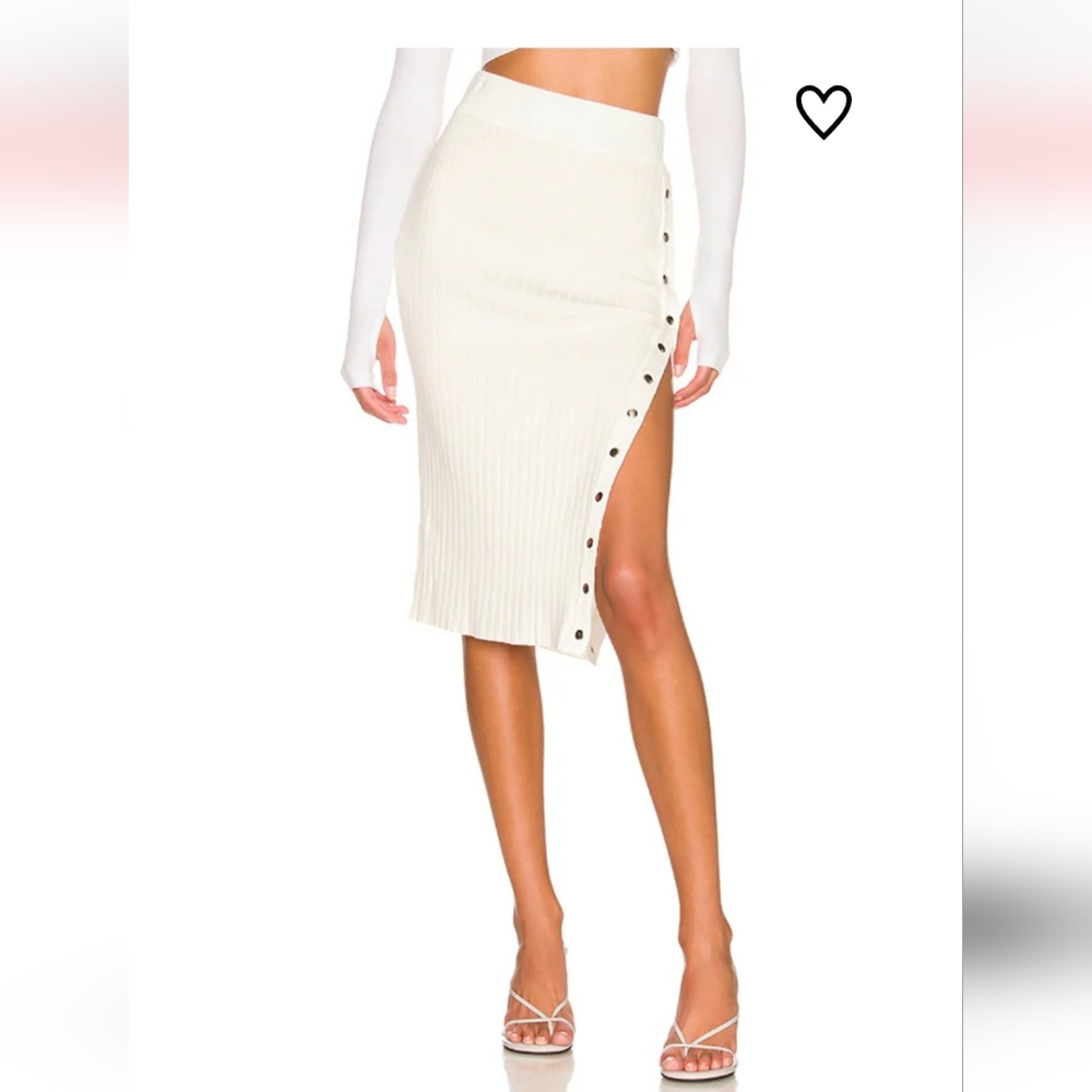 Superdown Kristy Ribbed Snap Skirt